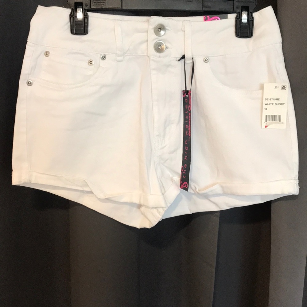 Dollhouse White Jean Shorts with Cuffed Hem